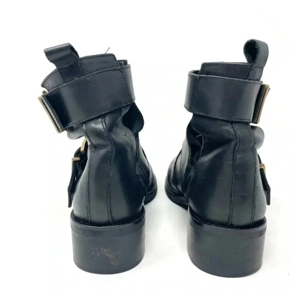 KG Kurt Geiger - Black Leather Moto Boots with Front Gold Caps - Picture 4 of 10